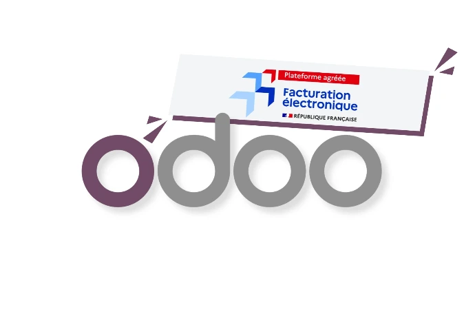Logo du logiciel de gestion Odoo avec mention de facturation électronique